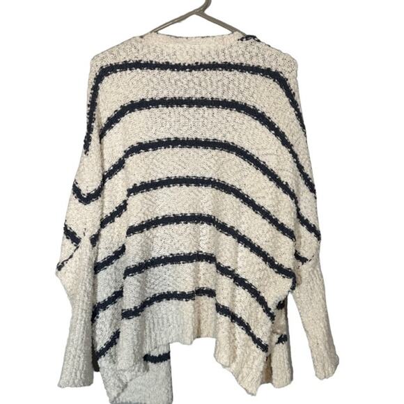 C&C California White & Navy Blue Striped Opened Front Knit Cardigan Women Sz S - Picture 2 of 9
